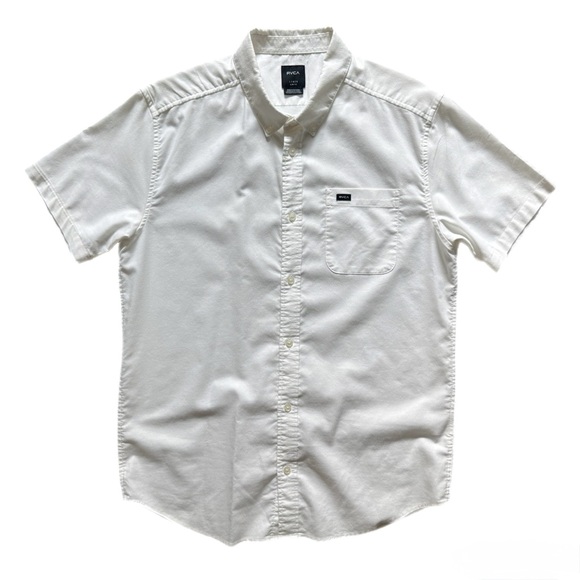 RVCA Men's White Casual Button Down Shirt - Picture 1 of 8